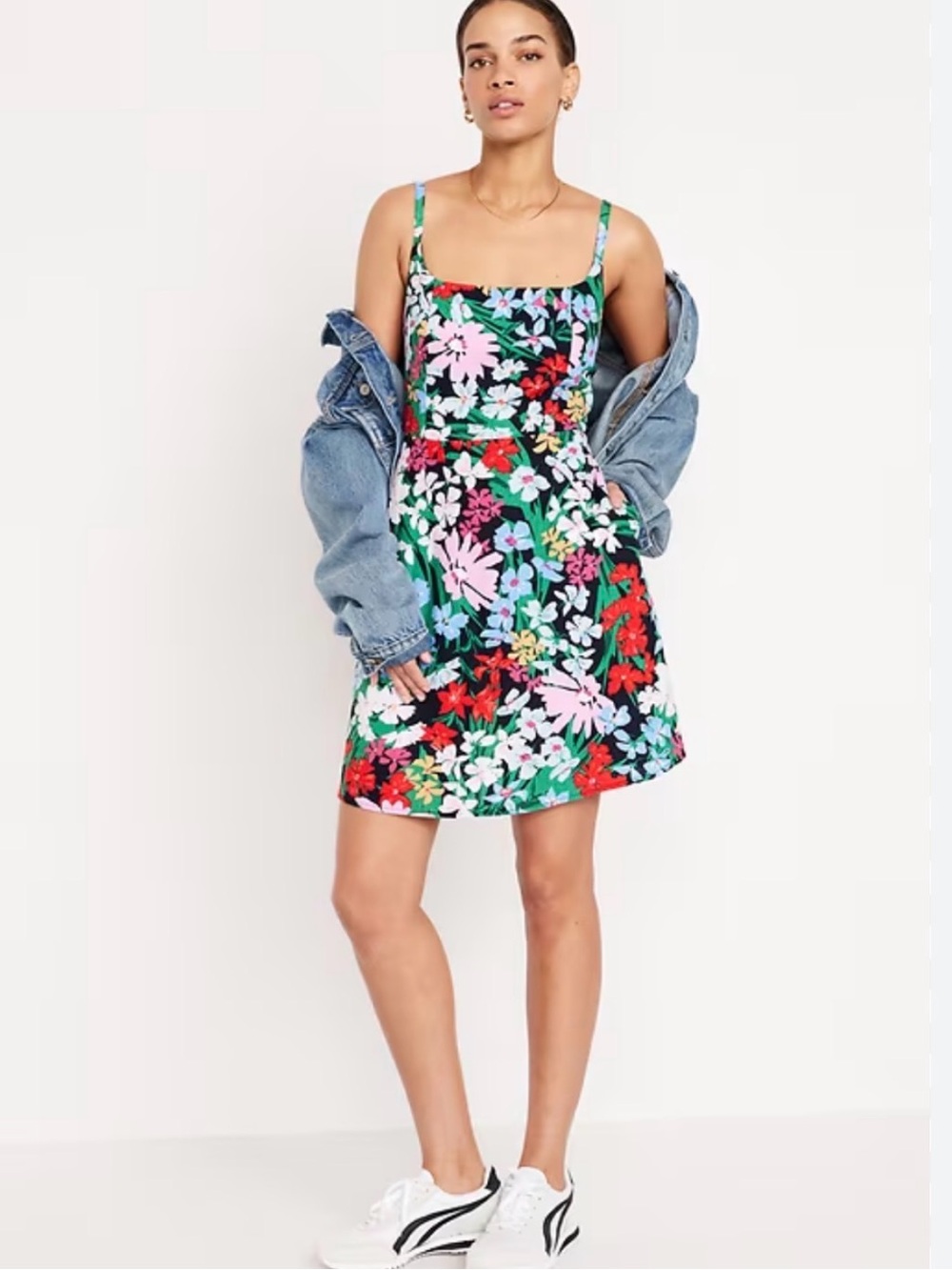 Old Navy 3X Floral linen Slip Dress with Adjustable Straps